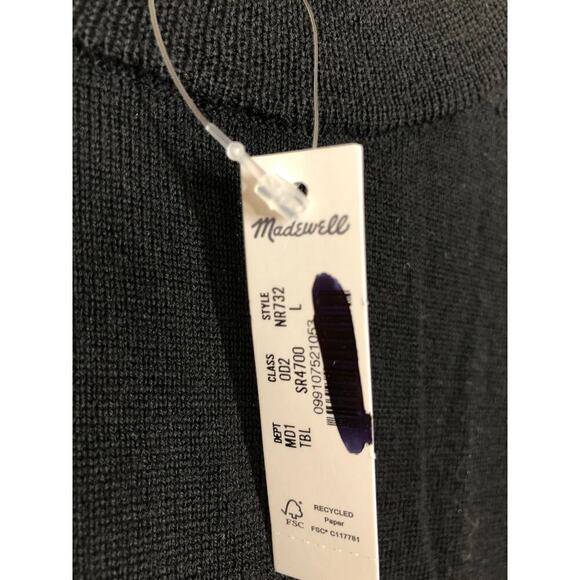 Madewell Sweater 100% Merino Wool Crewneck Long Sleeve Pullover True Black NWT L - Picture 5 of 9